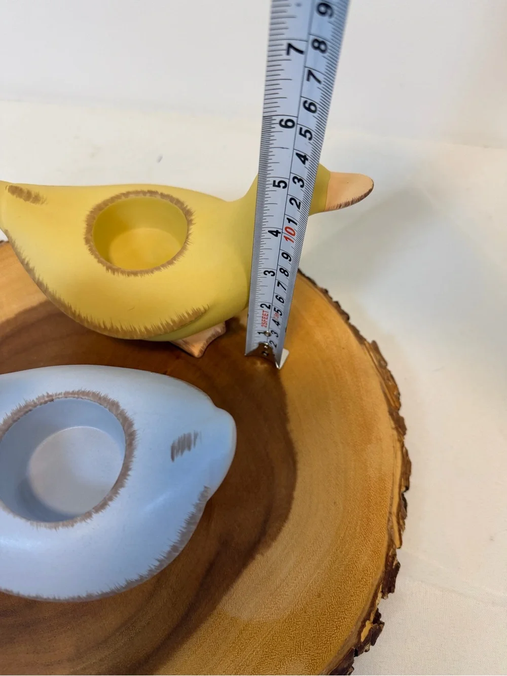 Party Lite Pair Ceramic Duck Tea light Candle Holders‎ Pastel Yellow and Blue